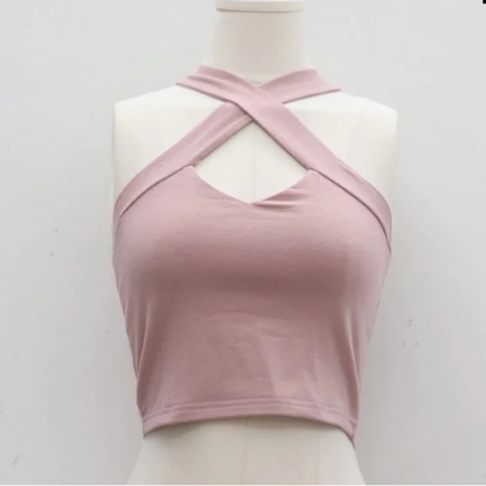 Pink Cross Halterneck Top